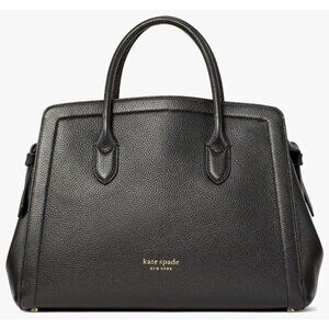 S Kate Spade Knott Large Satchel Black Pebbled Leather PXR00399 NWT $398 Retail